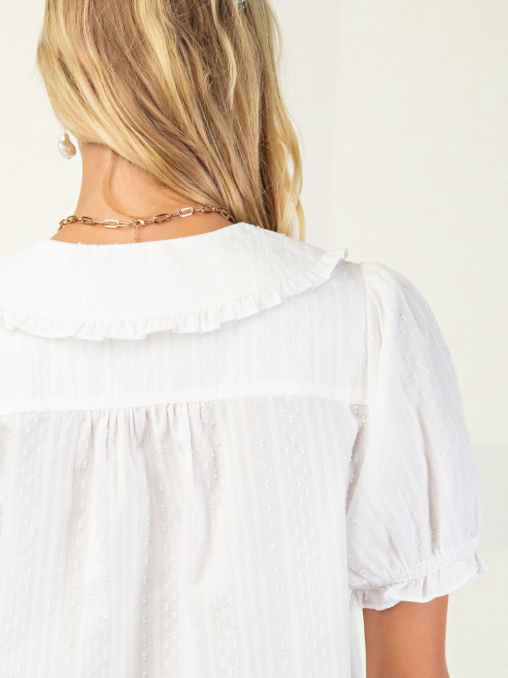 NWT 100% Cotton Peter Pan Collar Blouse - Picture 7 of 7